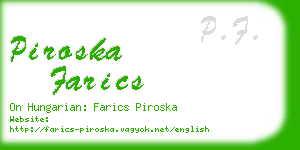 piroska farics business card